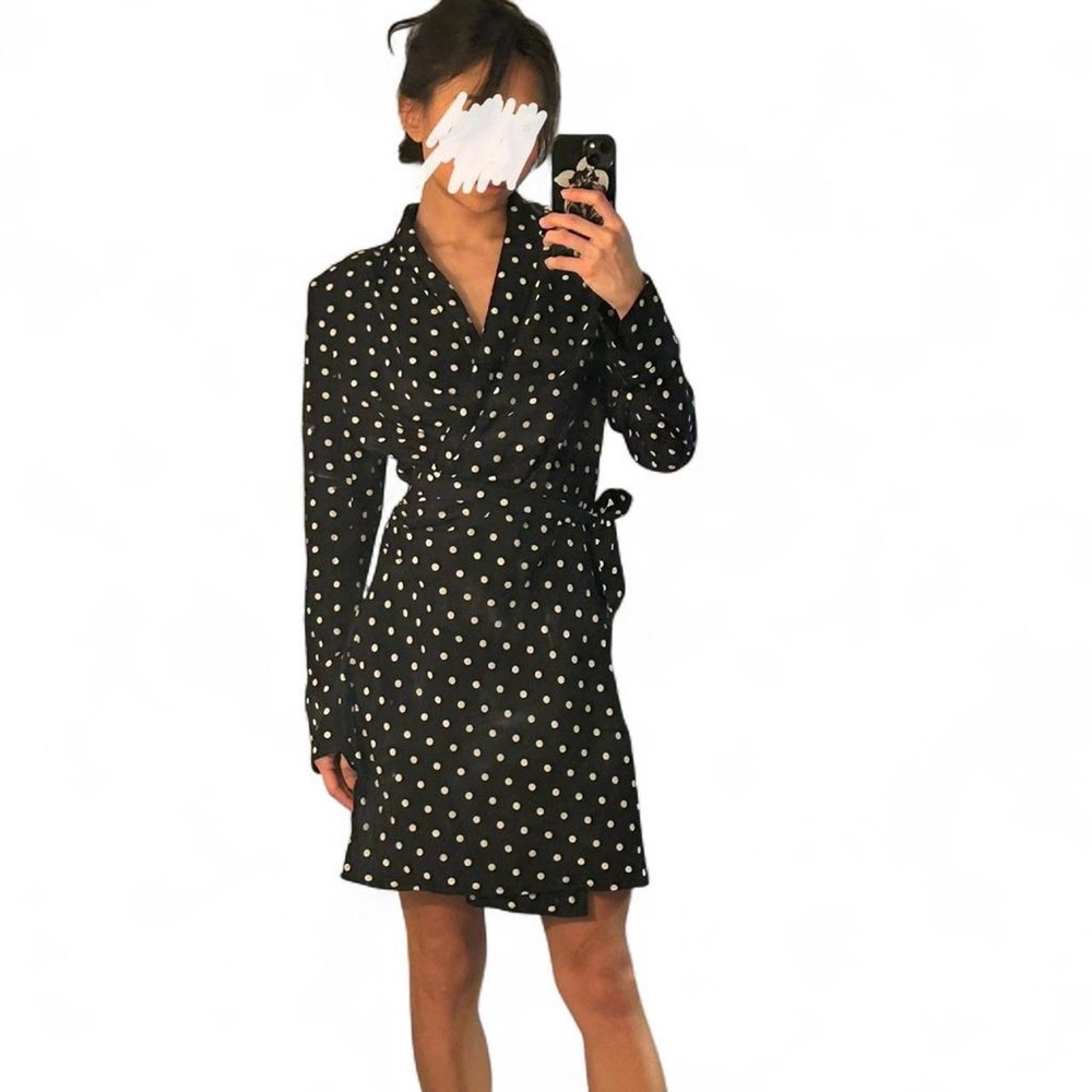Black Polka Dot Wrap Blazer Dress